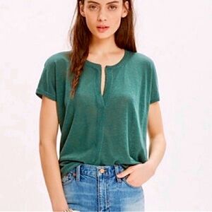 Madewell Interlude Soft Knit Linen Oversized Cap Sleeve Sweater Top